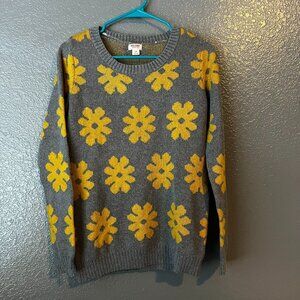 Mossimo Gray & Yellow Floral Pullover Crewneck Knit SWEATER Women's sz XS EUC